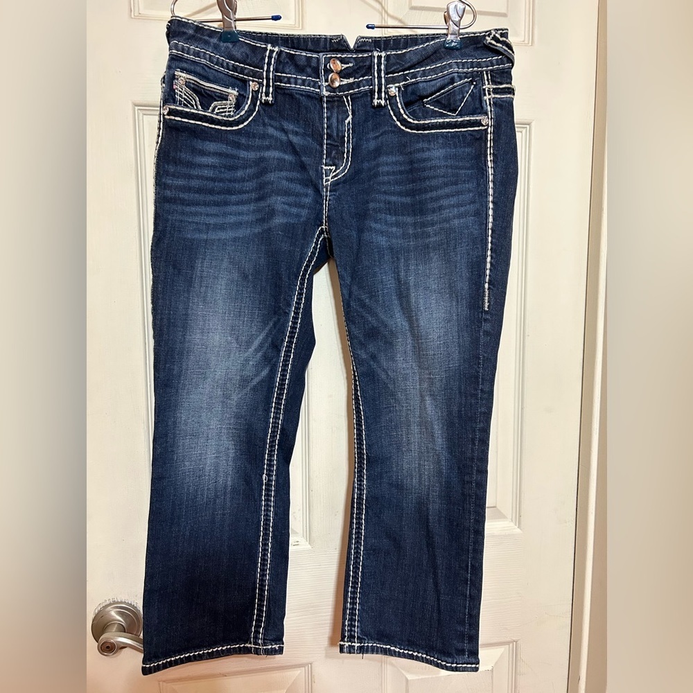 VIGOSS The Dublin Bling Capris Denim Blue Jeans Sz 30